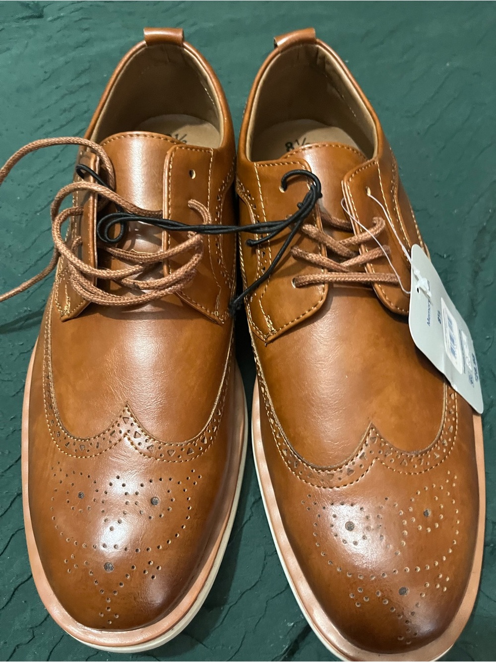 Men's Tan Wingtip Dress Shoes - Classic Lace-Up